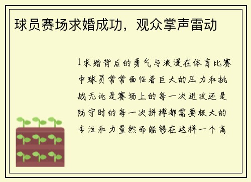 球员赛场求婚成功，观众掌声雷动